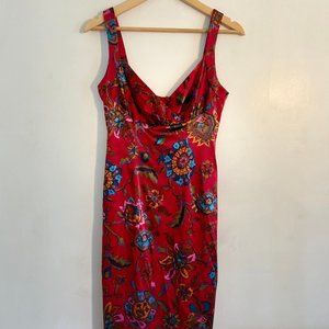 David Meister Red Flowery Dress